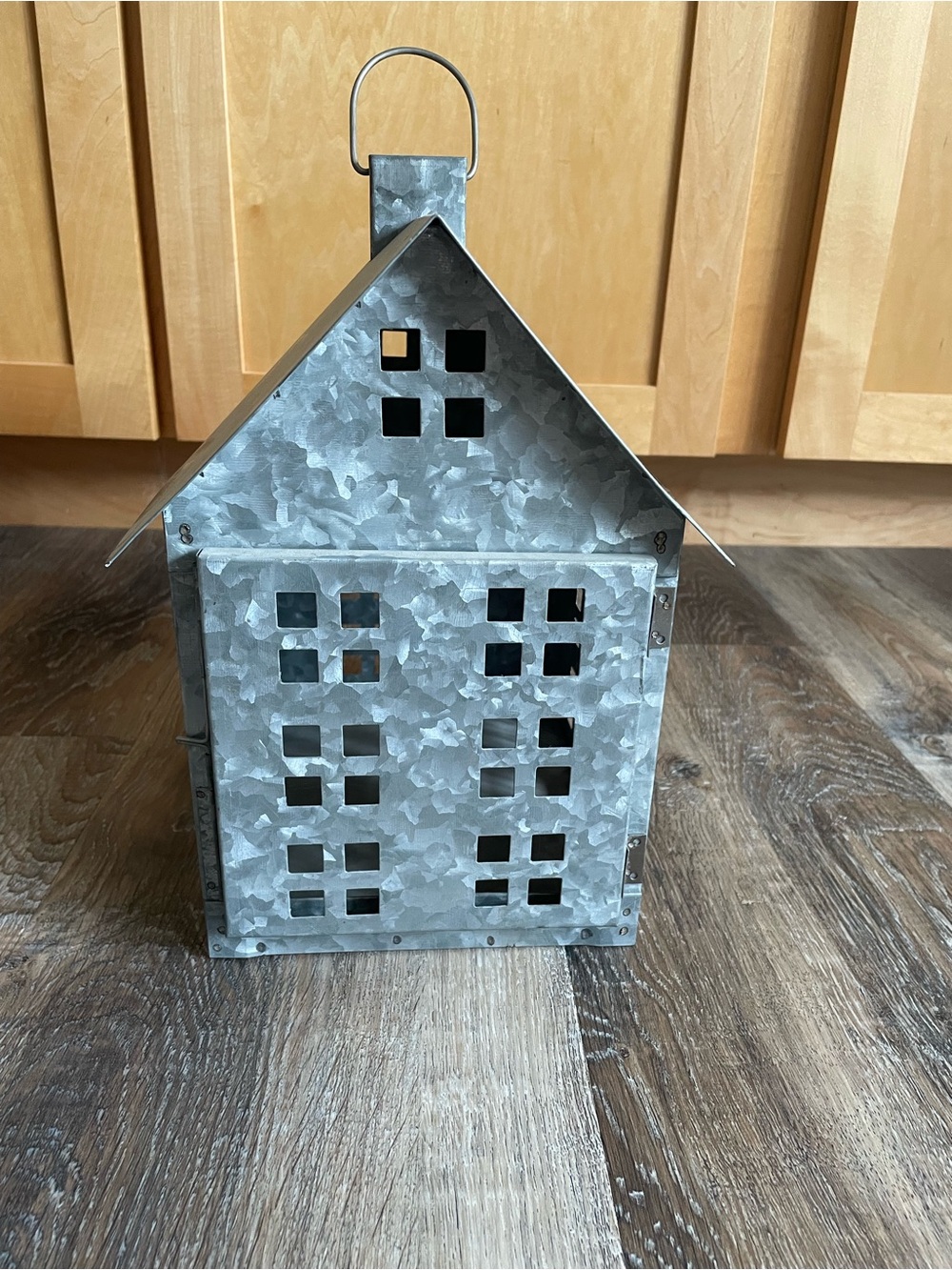 Galvanized Metal Rustic Farmhouse Candle Or Light Holder Table Top Or Shelf 13"
